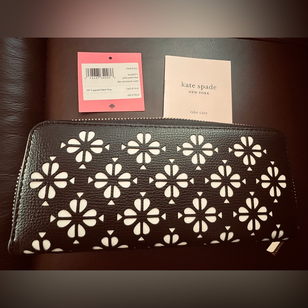 Kate Spade Black and White Floral Wallet